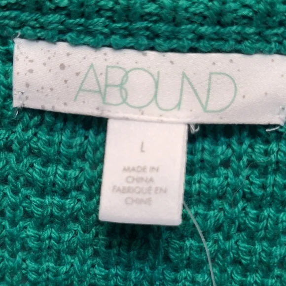 NWT Abound Green Cropped Crew Neck Sweater Soft Textured Knit-Size L Juniors - Picture 4 of 6
